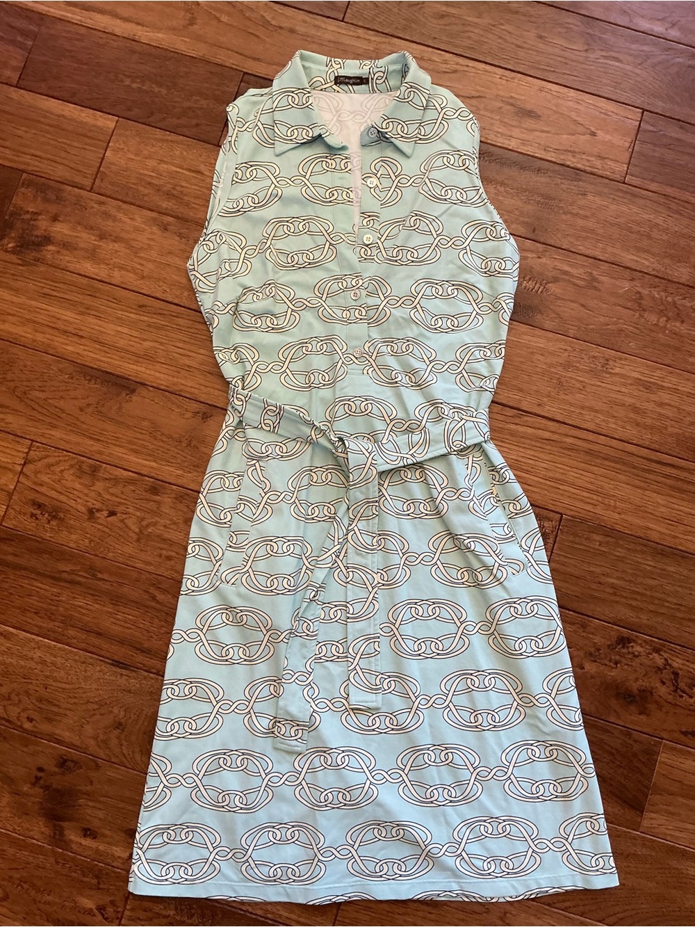 J. McLaughlin Light Blue Sleeveless Tie Waist Dress, Small